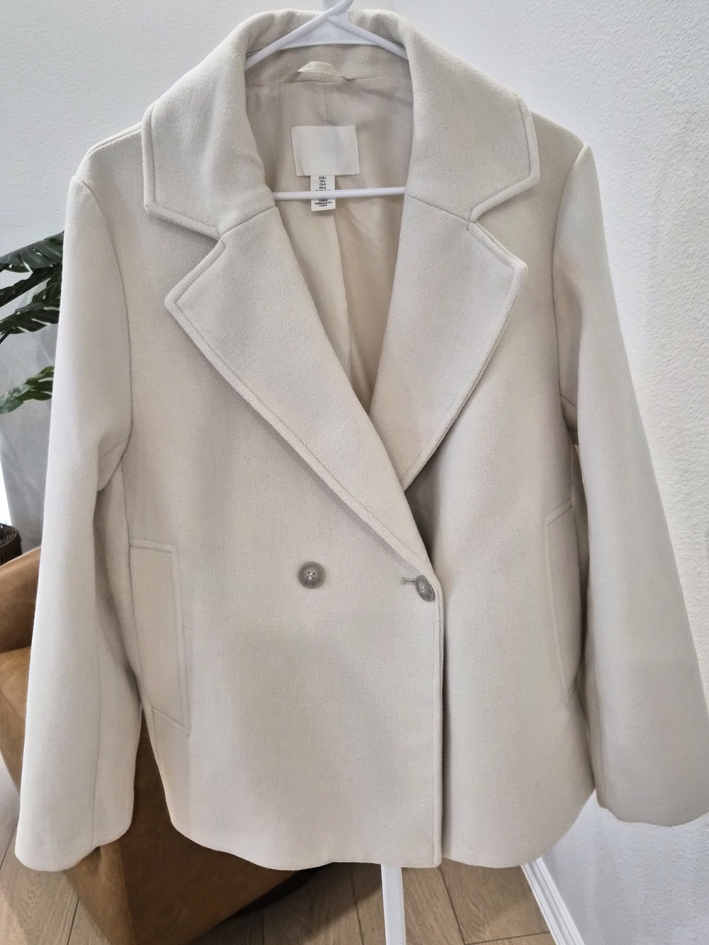 H&M Cream Double-Breasted Blazer Jacket
